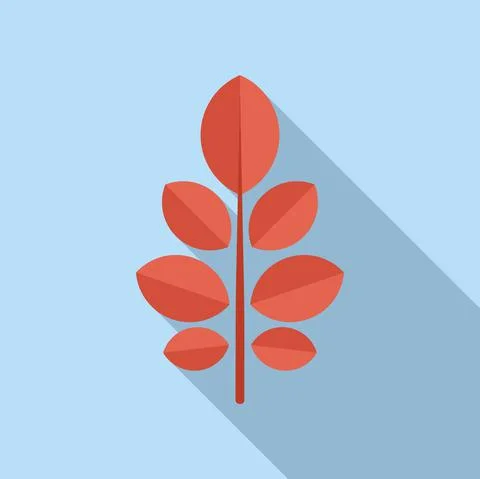 Red leaf branch icon flat vector. Autumn fall Stock Illustration