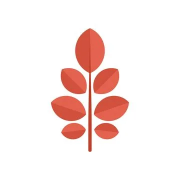 Red leaf branch icon flat vector. Autumn fall Stock Illustration
