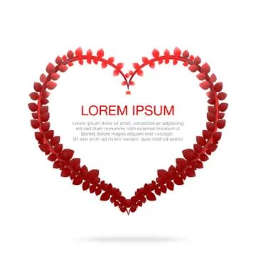 Red leaf heart shape isolated on white background vector illustration eps10 Stock Illustration