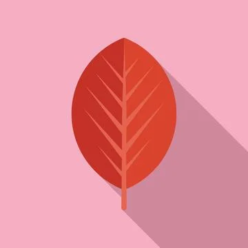 Red leaf icon flat vector. September plant Stock Illustration