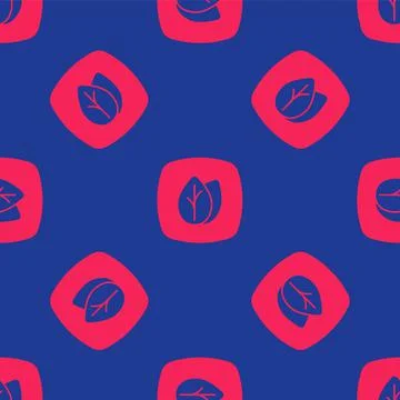 Red Leaf icon isolated seamless pattern on blue background. Leaves sign. Fresh 스톡 일러스트