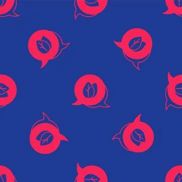Red Leaf icon isolated seamless pattern on blue background. Leaves sign. Fr.. Stock Illustration