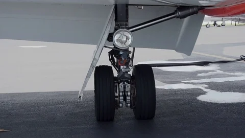 Red Learjet 55 going through its final check before take off. Video stock 93284300