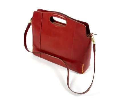 Red leather bag Stock Photos