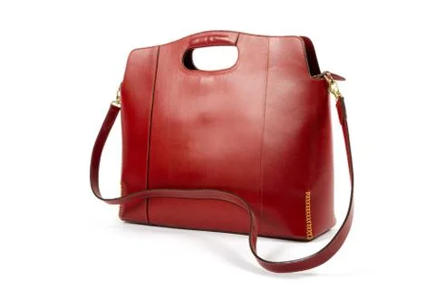 Red leather bag Stock Photos