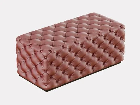 Red leather bench on a white background 3d rendering Stock Illustration