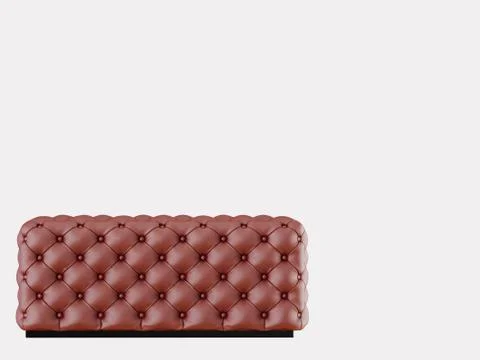 Red leather bench on a white background 3d rendering Stock Illustration