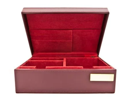 Red leather box isolated on white background Stock Photos