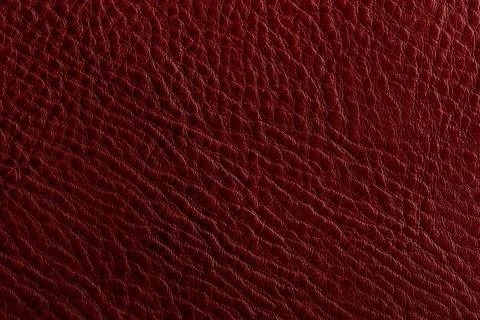 Red leather, closeup view of material texture Stock Photos