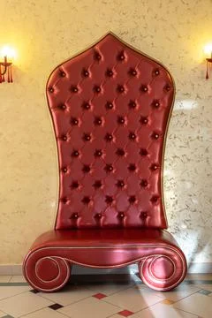 Red leather couch in interior Stock Photos