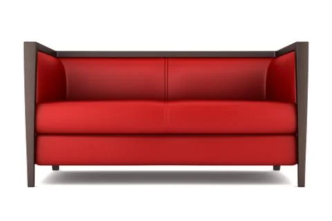 Red leather couch isolated on white background with clipping path Stock Illustration
