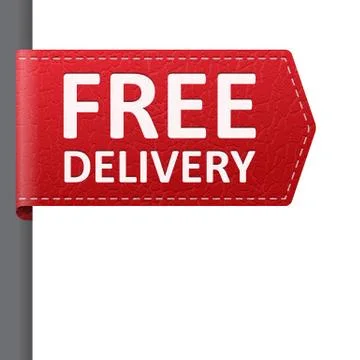 Red leather free delivery vector bookmark label. isolated from background. la Illustration