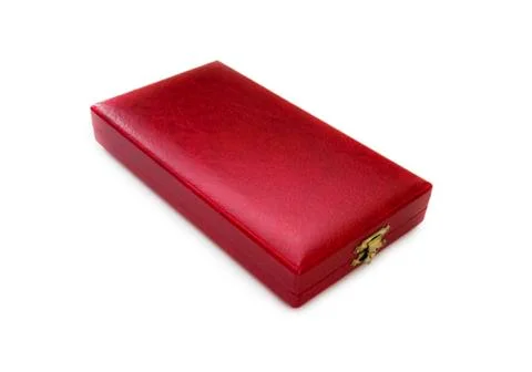 Red leather gift box Stock Photos