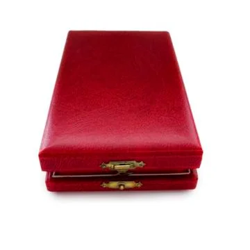 Red leather gift box Stock Photos
