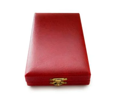 Red leather gift box Stock Photos