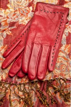 Red leather gloves Stock Photos
