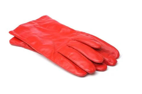 Red leather gloves Stock Photos
