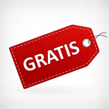 Red leather gratis vector label. isolated from background. layered. Illustrazione stock