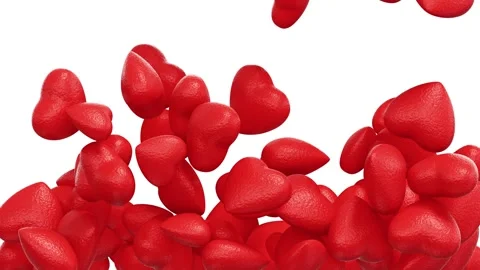 Red leather hearts falling from the top filling up the volume Video stock 274186221