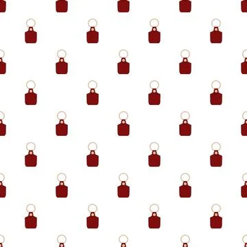 Red leather keychain repeating pattern on white background 스톡 일러스트