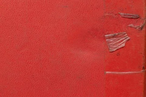 Red leather notebook cover texture dirty and stained with adhesive tape, ba.. Stock Photos