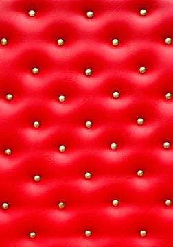Red leather pattern with knobs,texture for background Stock Photos