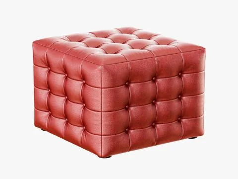 Red leather pouf capitone 3d rendering Illustrazione stock
