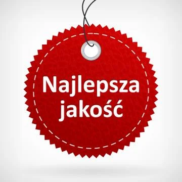 Red leather price vector label najlepsza jakoæ. isolated from background.  Stock-Illustration