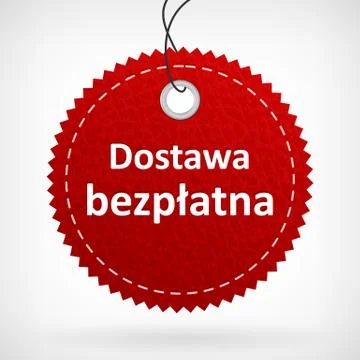 Red leather price vector label bezp³atna dostawa. isolated from background.  Ilustração Stock