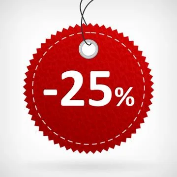 Red leather price vector labels -25 percent. isolated from background. layere Stockillustratie