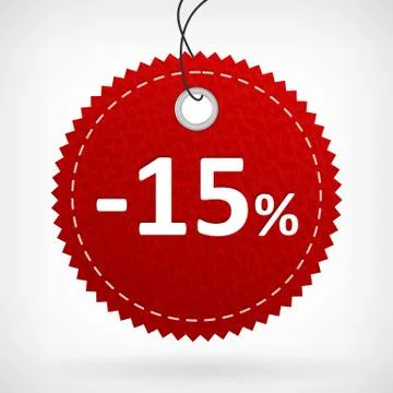 Red leather price vector labels -15 percent. isolated from background. layere イラスト素材