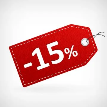 Red leather price vector labels fifthten percent saleoff. isolated from backg Stockillustratie
