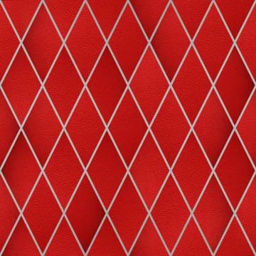 Red leather in rhombus pattern, Seamless wallpaper texture pattern background Stock Photos