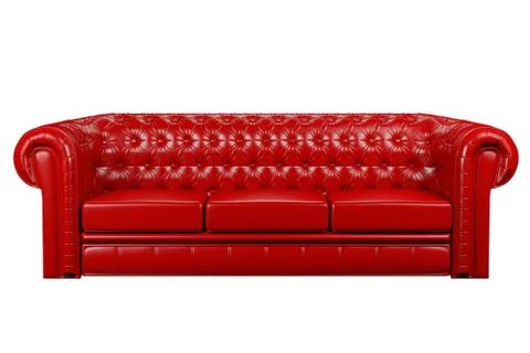 Red leather sofa 3d Stock Illustration