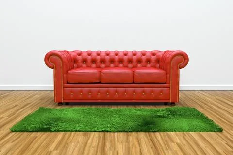 Red leather sofa Stock-Illustration