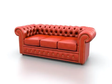 Red leather sofa. Иллюстрация