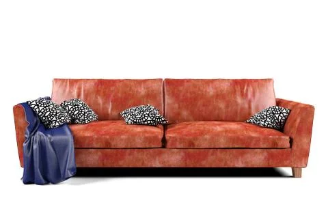 Red leather sofa Stock Illustration