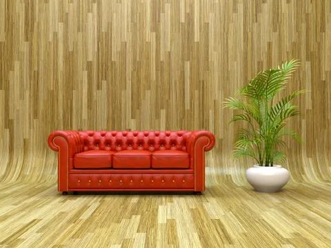 Red leather sofa Stock Photos