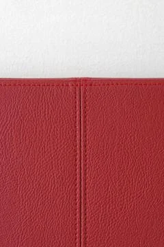 Red leather stitching Stock Photos