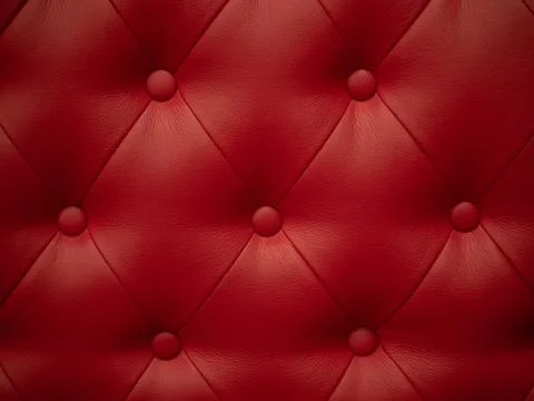 Red leather texture background with buttoned pattern Stock Photos