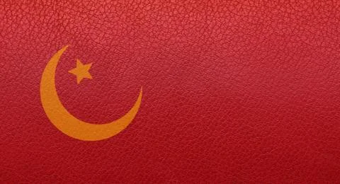Red leather texture. background of leather, with Islamic symbols. Stock Photos