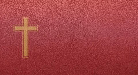 Red leather texture. background of leather, with Christian symbols. Skin text Stock Photos