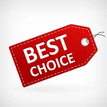 Red leather vector best choice label. isolated from background. layered. Ilustração Stock