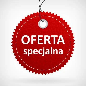 Red leather vector labels oferta specjalna. isolated from background. layered Ilustração Stock