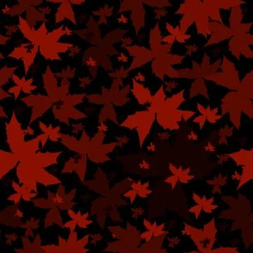 Red leaves flat vector seamless pattern イラスト素材