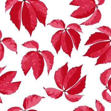 Red leaves on a white background, seamless pattern. Repeating pattern Stock Illustration