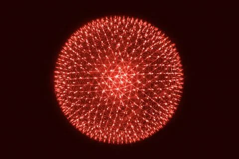 Red LED Ball Simulation of Nucleus of Atom science abstract concept. Stock Illustration
