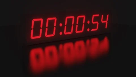 Red led display one minute clock countdown Stock Footage 262854035