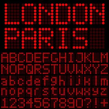 Red LED letters and numbers Stock Illustration