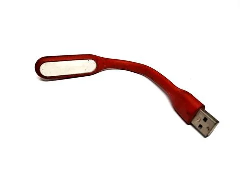 Red LED light stick that can be used as a power bank, white background Stock Photos